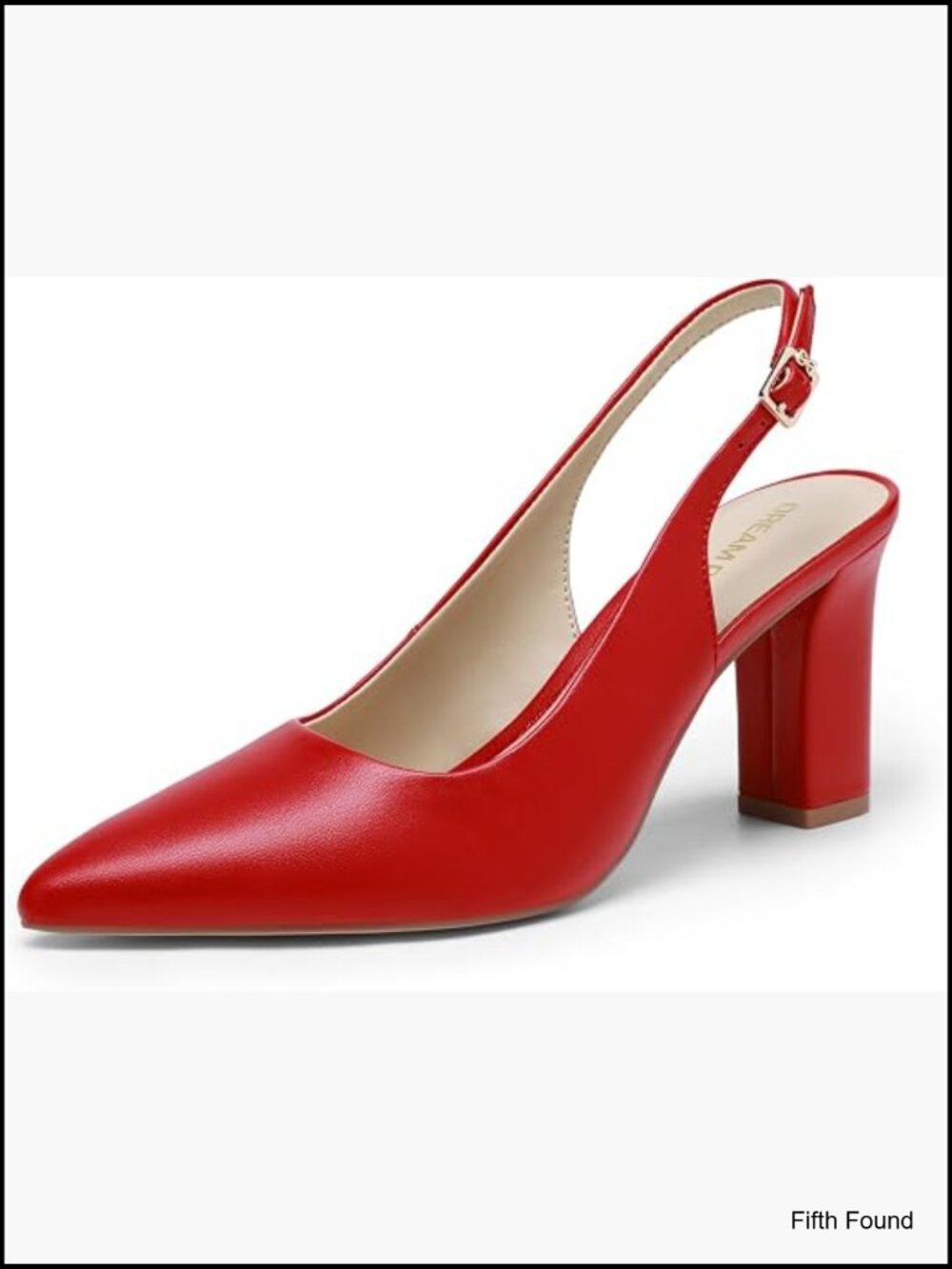 Chunky Block Heel Slingback Pumps Work Office Heels Pointed Toe Comfortable